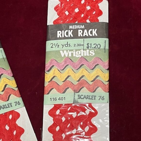 VTG Red Rick-Rack Trim Original Packaging 5 Packages Sewing Crafts 2.5 Yds Each - Picture 3 of 10